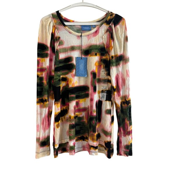 Simply Vera Vera Wang Womens Medium Multicolor Printed Long Sleeve Knit Top - Picture 1 of 7